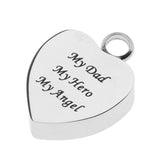 Maxbell Stainless Steel Heart Cremation Urn Keepsake Pendant My Dad My Hero My Angel