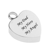 Maxbell Stainless Steel Heart Cremation Urn Keepsake Pendant My Dad My Hero My Angel