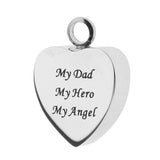 Maxbell Stainless Steel Heart Cremation Urn Keepsake Pendant My Dad My Hero My Angel