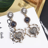 Maxbell Luxury Statement Love Heart Charms Dangle Earrings Rhinestone Jewelry