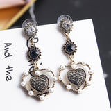 Maxbell Luxury Statement Love Heart Charms Dangle Earrings Rhinestone Jewelry