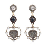 Maxbell Luxury Statement Love Heart Charms Dangle Earrings Rhinestone Jewelry