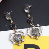 Maxbell Luxury Statement Love Heart Charms Dangle Earrings Rhinestone Jewelry