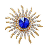 Maxbell Elegant Gold Plated Crystal Brooch Sun Flower Suit Jewelry Rhinestone Pin