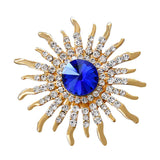 Maxbell Elegant Gold Plated Crystal Brooch Sun Flower Suit Jewelry Rhinestone Pin