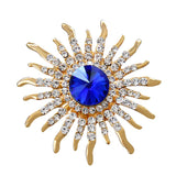 Maxbell Elegant Gold Plated Crystal Brooch Sun Flower Suit Jewelry Rhinestone Pin