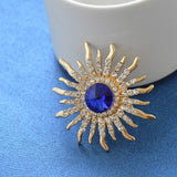 Maxbell Elegant Gold Plated Crystal Brooch Sun Flower Suit Jewelry Rhinestone Pin