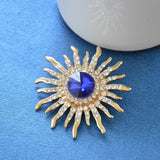 Maxbell Elegant Gold Plated Crystal Brooch Sun Flower Suit Jewelry Rhinestone Pin