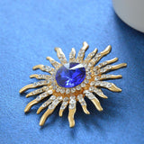 Maxbell Elegant Gold Plated Crystal Brooch Sun Flower Suit Jewelry Rhinestone Pin