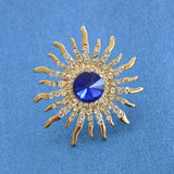 Maxbell Elegant Gold Plated Crystal Brooch Sun Flower Suit Jewelry Rhinestone Pin