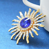 Maxbell Elegant Gold Plated Crystal Brooch Sun Flower Suit Jewelry Rhinestone Pin