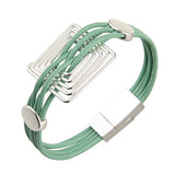 Maxbell Handmade PU Leather Multi Layer Bracelet Wrap Braided Cuff Bangle Green