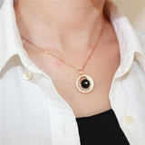 Maxbell Fashion Charm Women Lady Prototype Agate Rose Gold Pendant Necklace