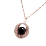 Maxbell Fashion Charm Women Lady Prototype Agate Rose Gold Pendant Necklace