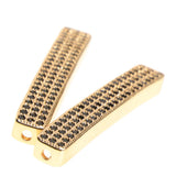Maxbell Fashion Loose Long Flat Spacer Beads DIY Bracelet  Gold Black zircon