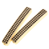 Maxbell Fashion Loose Long Flat Spacer Beads DIY Bracelet  Gold Black zircon