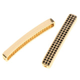 Maxbell Fashion Loose Long Flat Spacer Beads DIY Bracelet  Gold Black zircon