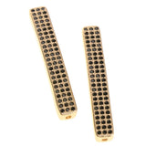 Maxbell Fashion Loose Long Flat Spacer Beads DIY Bracelet  Gold Black zircon