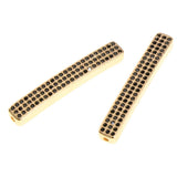 Maxbell Fashion Loose Long Flat Spacer Beads DIY Bracelet  Gold Black zircon