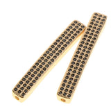 Maxbell Fashion Loose Long Flat Spacer Beads DIY Bracelet  Gold Black zircon
