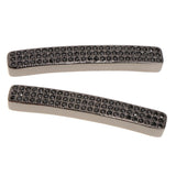 Maxbell Fashion Loose Long Flat Spacer Beads DIY Bracelet  Black zircon