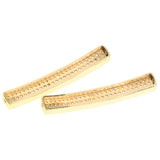 Maxbell Fashion Loose Long Flat Spacer Beads DIY Bracelet  Gold White zircon