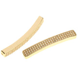 Maxbell Fashion Loose Long Flat Spacer Beads DIY Bracelet  Gold White zircon