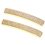 Maxbell Fashion Loose Long Flat Spacer Beads DIY Bracelet  Gold White zircon