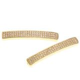 Maxbell Fashion Loose Long Flat Spacer Beads DIY Bracelet  Gold White zircon