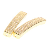 Maxbell Fashion Loose Long Flat Spacer Beads DIY Bracelet  Gold White zircon