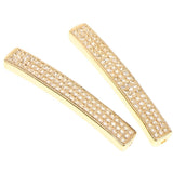 Maxbell Fashion Loose Long Flat Spacer Beads DIY Bracelet  Gold White zircon