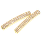 Maxbell Fashion Loose Long Flat Spacer Beads DIY Bracelet  Gold White zircon
