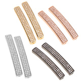 Maxbell Fashion Loose Long Flat Spacer Beads DIY Bracelet  Gold White zircon
