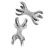 Maxbell 2 Pieces Micro Rhinestone Eagle Claw Bracelet Connector Beads Silver