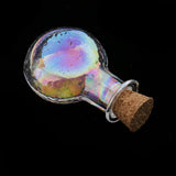 Max 10 Pieces Mini Glass Cork Bottle Jars Vials Wish Bottle Round Flat Shape