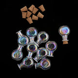Max 10 Pieces Mini Glass Cork Bottle Jars Vials Wish Bottle Round Flat Shape