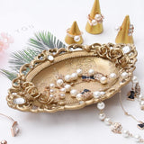 Maxbell Beautiful Resin Gold Tone Jewelry Plates with Flower Carving Room Decorations