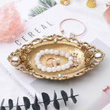 Maxbell Beautiful Resin Gold Tone Jewelry Plates with Flower Carving Room Decorations