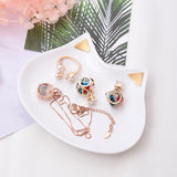 Maxbell Cute Cat Shape Dish Tray Plate Earrings Necklace Jewelry Display Organizer