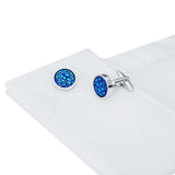 Maxbell Glitter Crystal Blue Sky Star Circular Round Cufflinks Elegant Mens Jewelry