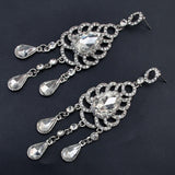 Maxbell Waterdrop Chandelier Rhinestone Dangle Wedding Party Stud Earrings Clear