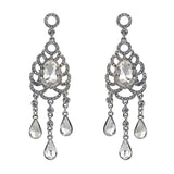 Maxbell Waterdrop Chandelier Rhinestone Dangle Wedding Party Stud Earrings Clear
