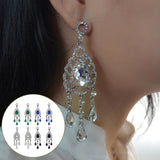 Maxbell Waterdrop Chandelier Rhinestone Dangle Wedding Party Stud Earrings Clear
