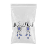 Maxbell Waterdrop Chandelier Rhinestone Dangle Wedding Party Stud Earrings Blue