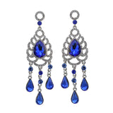 Maxbell Waterdrop Chandelier Rhinestone Dangle Wedding Party Stud Earrings Blue