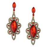 Maxbell Behomian Statement Rhinestone Dangle Earrings Wedding Party Jewelry Red