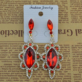 Maxbell Behomian Statement Rhinestone Dangle Earrings Wedding Party Jewelry Red