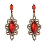 Maxbell Behomian Statement Rhinestone Dangle Earrings Wedding Party Jewelry Red