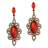 Maxbell Behomian Statement Rhinestone Dangle Earrings Wedding Party Jewelry Red