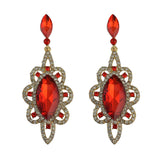 Maxbell Behomian Statement Rhinestone Dangle Earrings Wedding Party Jewelry Red